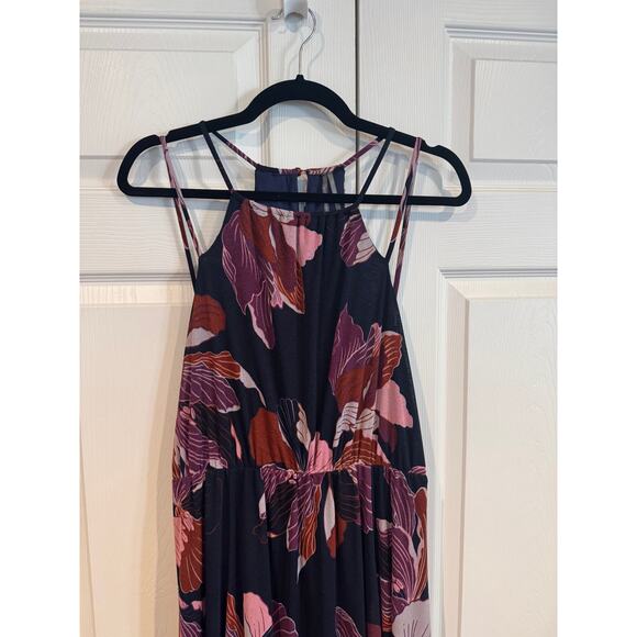 Anthropologie Tiered Halter Maxi Dress Dark Floral Boho - Picture 3 of 8